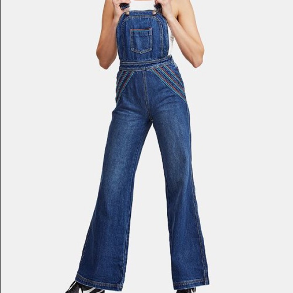 BNWT FREE PEOPLE RAINBOW OVERALLS